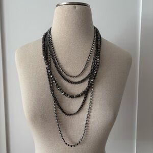Madewell Multistrand Rhinestone Necklace Gunmetal